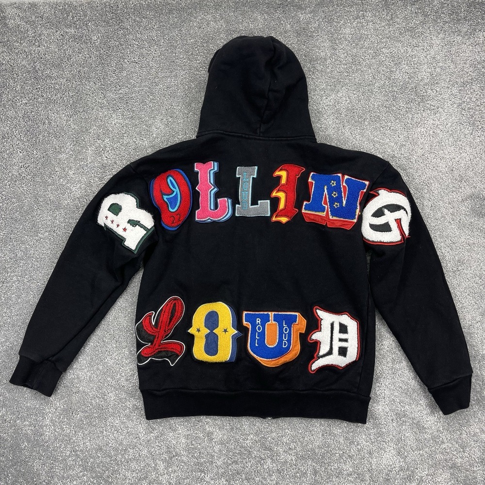 Rolling Loud Hoodie Adult Small Black Embroidered Patch Full Zip Big Chenille